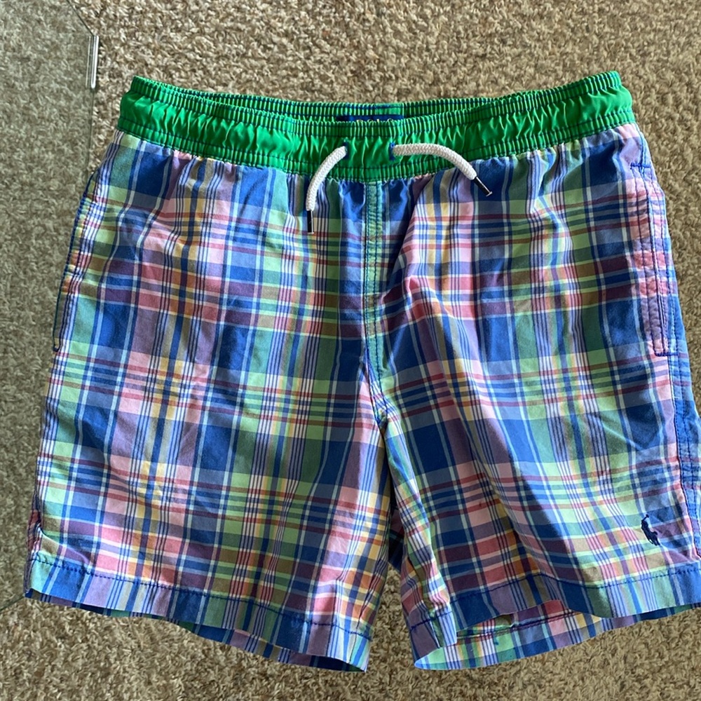 Polo Ralph Lauren traveler plaid swim trunks short 10-12